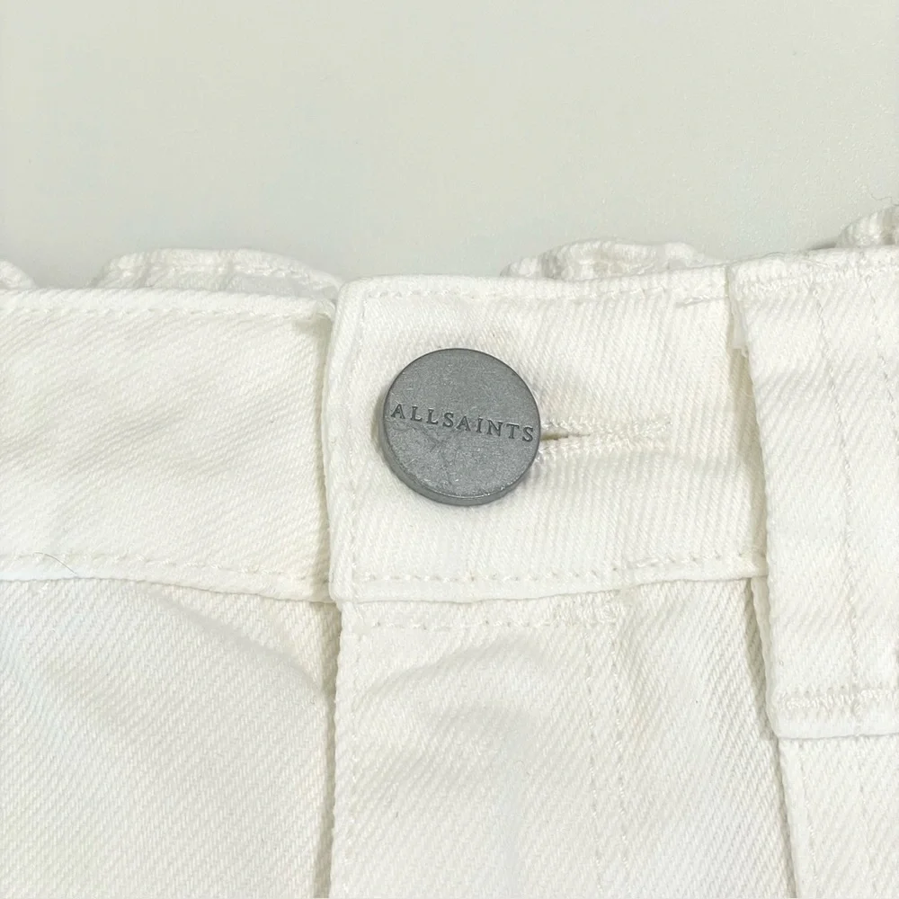 AllSaints Florence Cargo Jogger Pants Organic Twill Cotton Chalk White 8